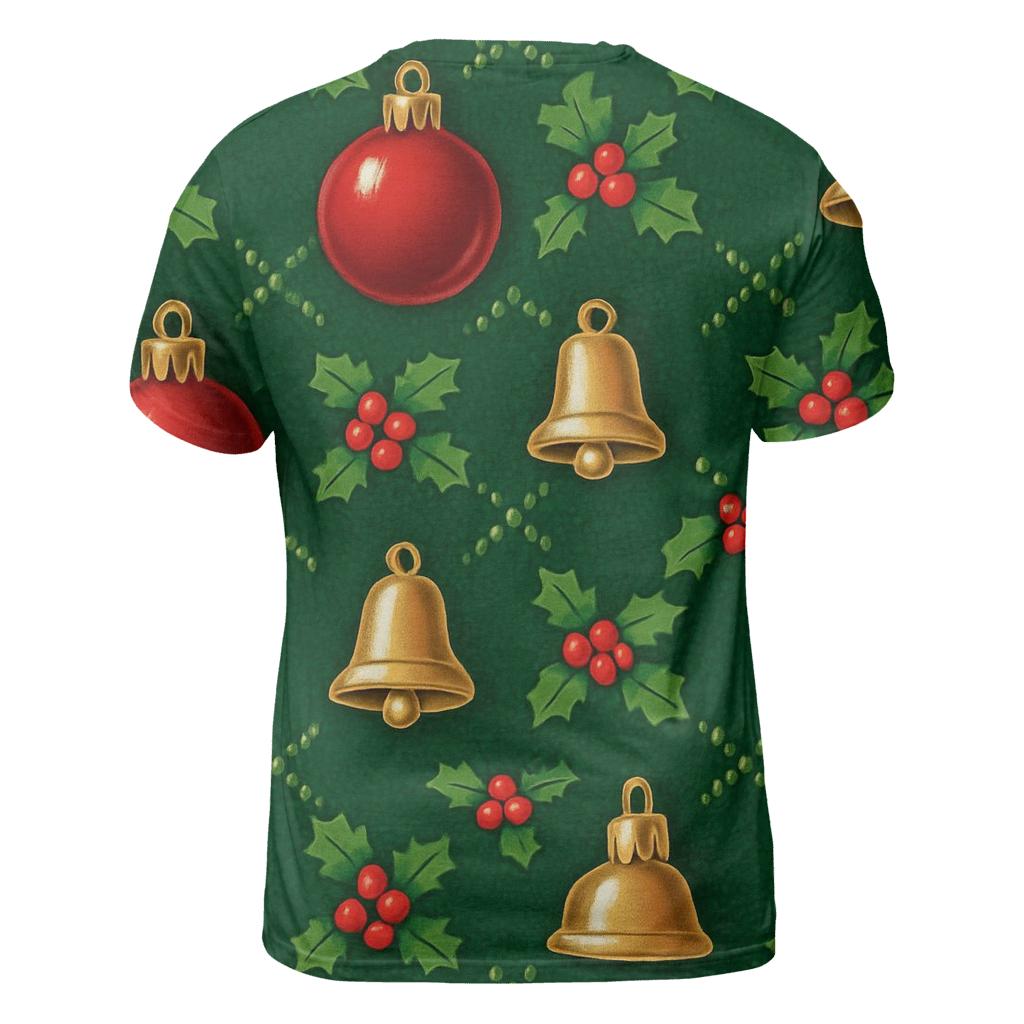 Crimson Bauble Lattice On Pine Green Background unique graphic print tees