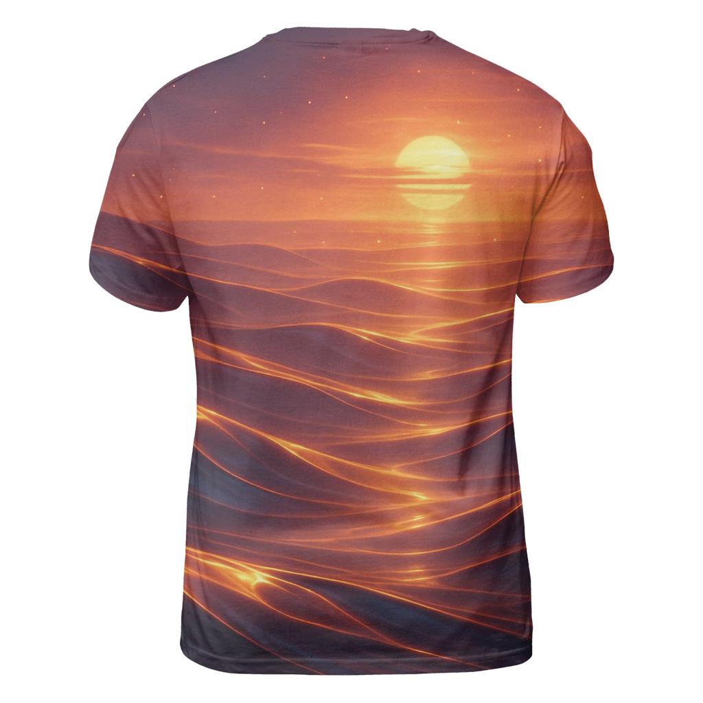Saffron Dusk Over Glasswater Dunes artistic all-over print tops