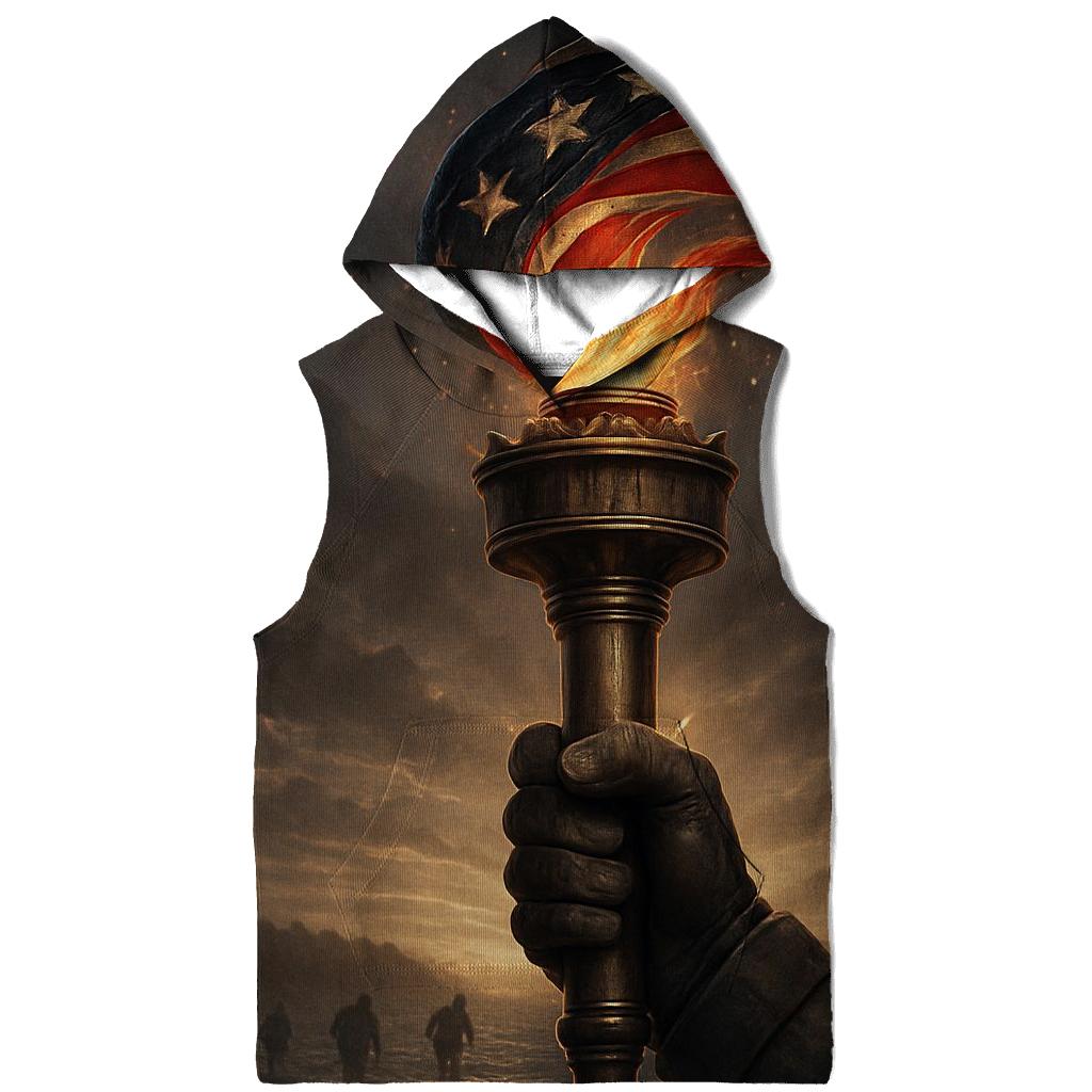 Liberty Torch Over Storm Folded Flag lightweight hoodies