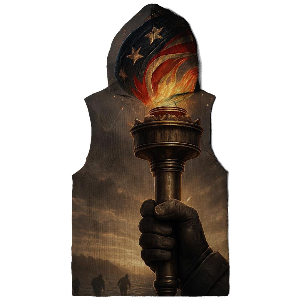 Liberty Torch Over Storm Folded Flag lightweight hoodies