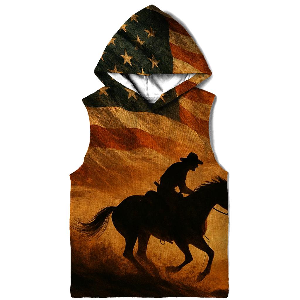 Desert Thunder Flag Over A Lone Rider embroidered hoodies