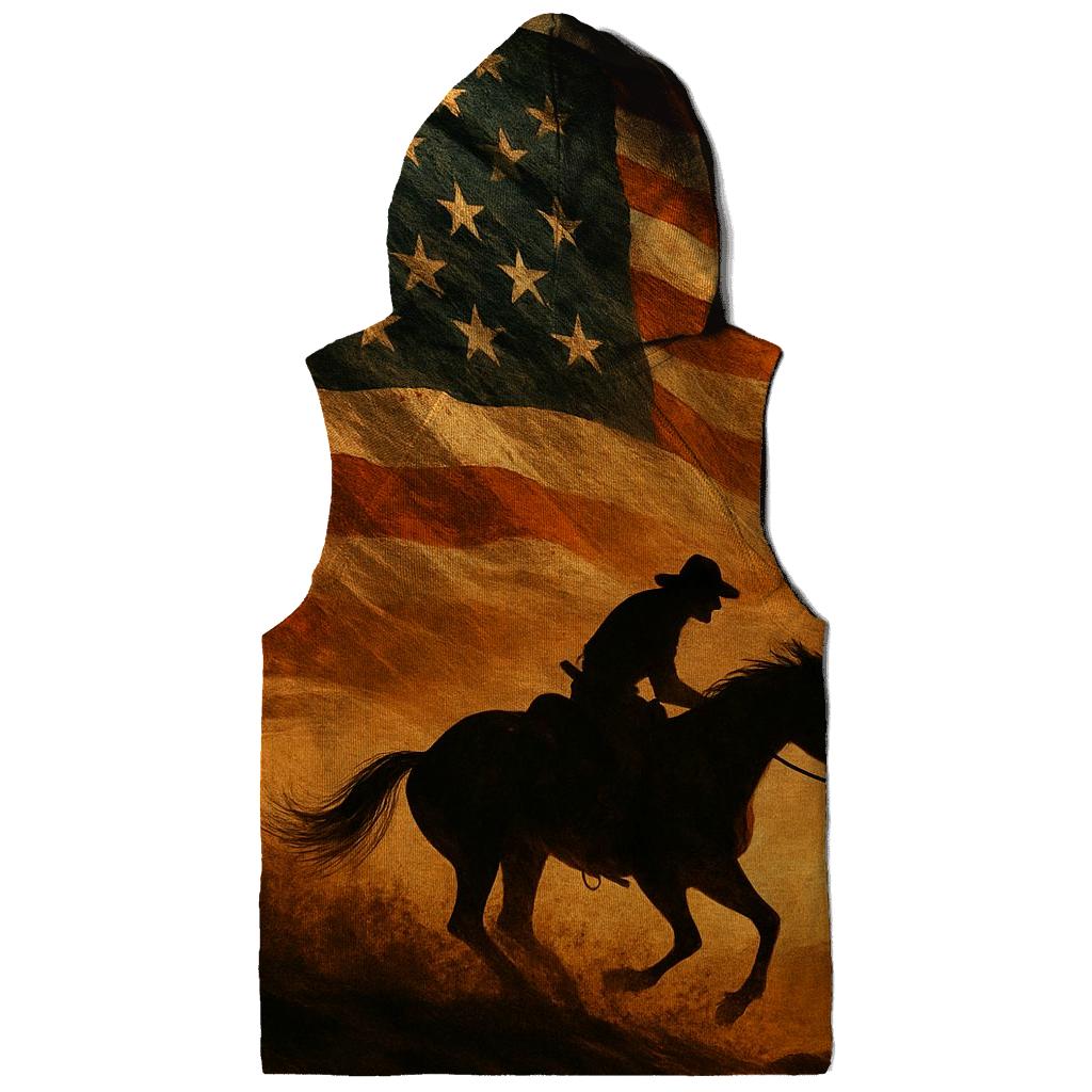 Desert Thunder Flag Over A Lone Rider embroidered hoodies