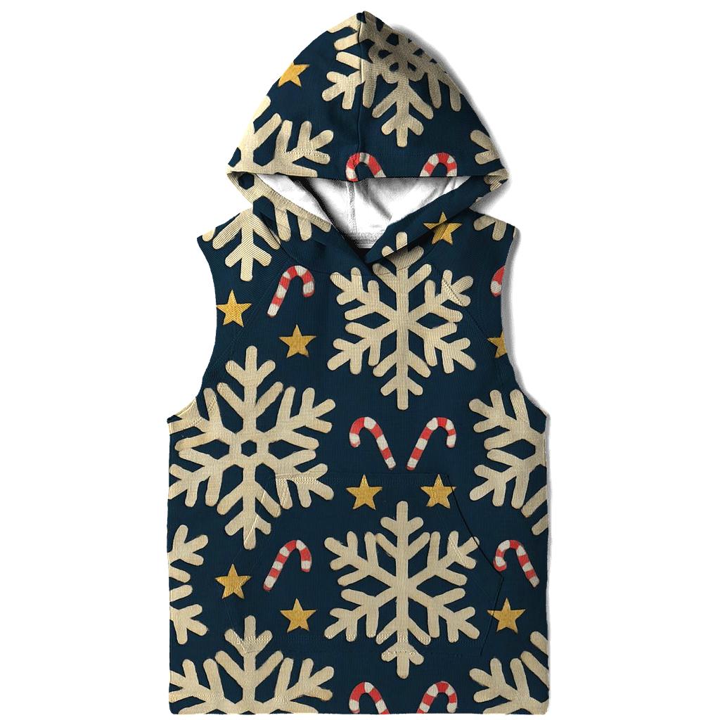Ivory Snowflake Chevron With Candy Cane Accents On Midnight Navy Background graphic hoodies