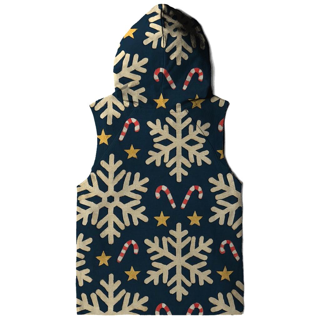 Ivory Snowflake Chevron With Candy Cane Accents On Midnight Navy Background graphic hoodies
