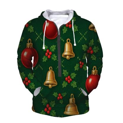 Crimson Bauble Lattice On Pine Green Background premium hoodies