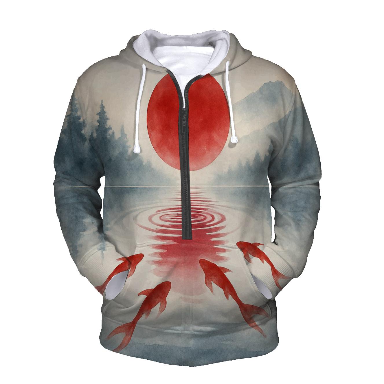 Japan Koi Dawn Reflection designer hoodies