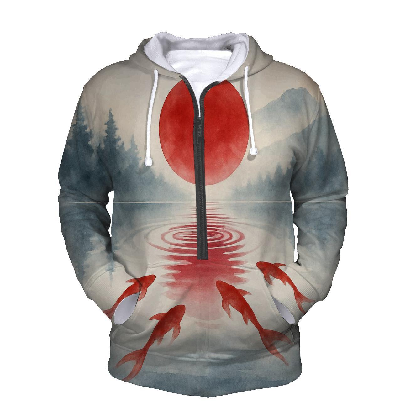 Japan Koi Dawn Reflection designer hoodies