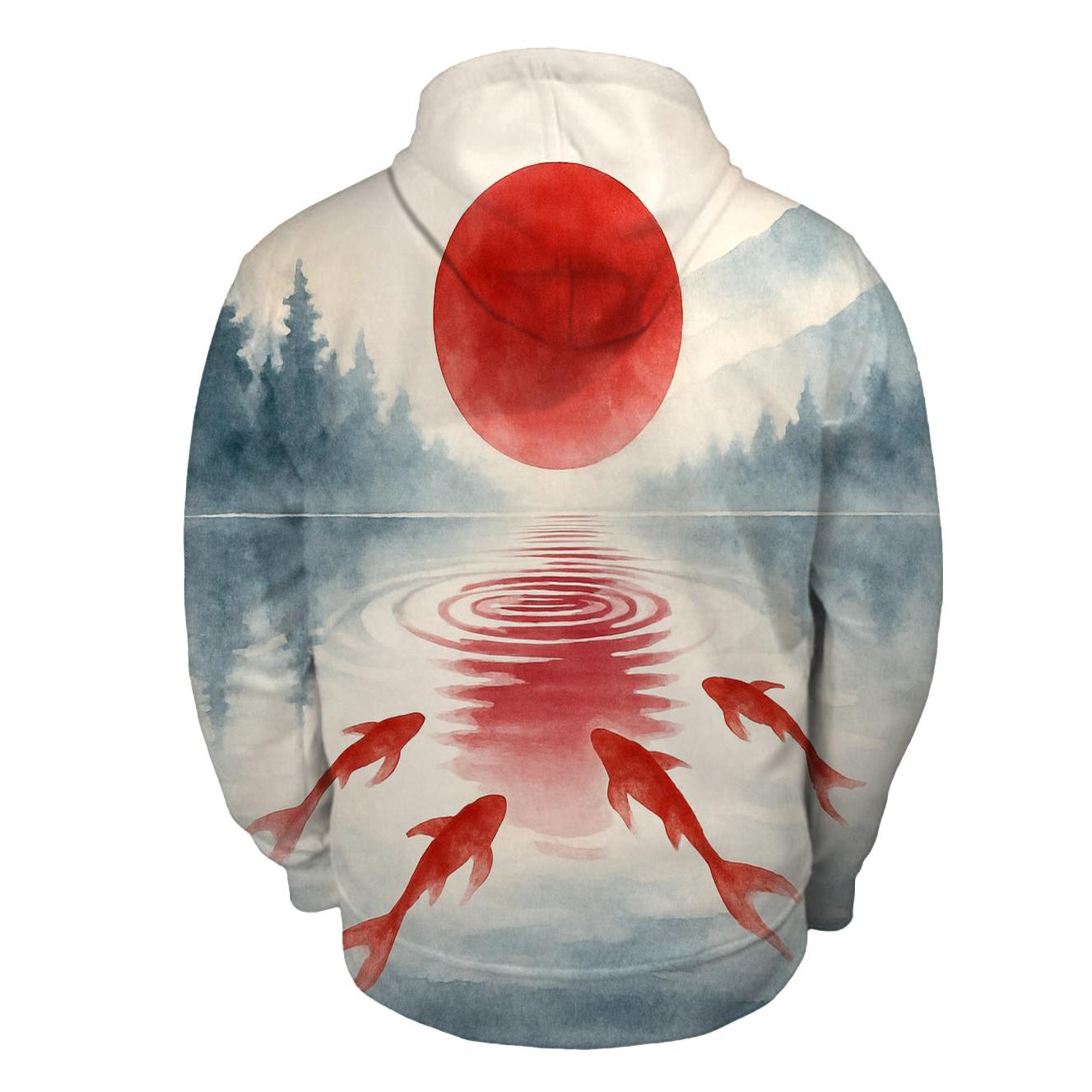 Japan Koi Dawn Reflection designer hoodies