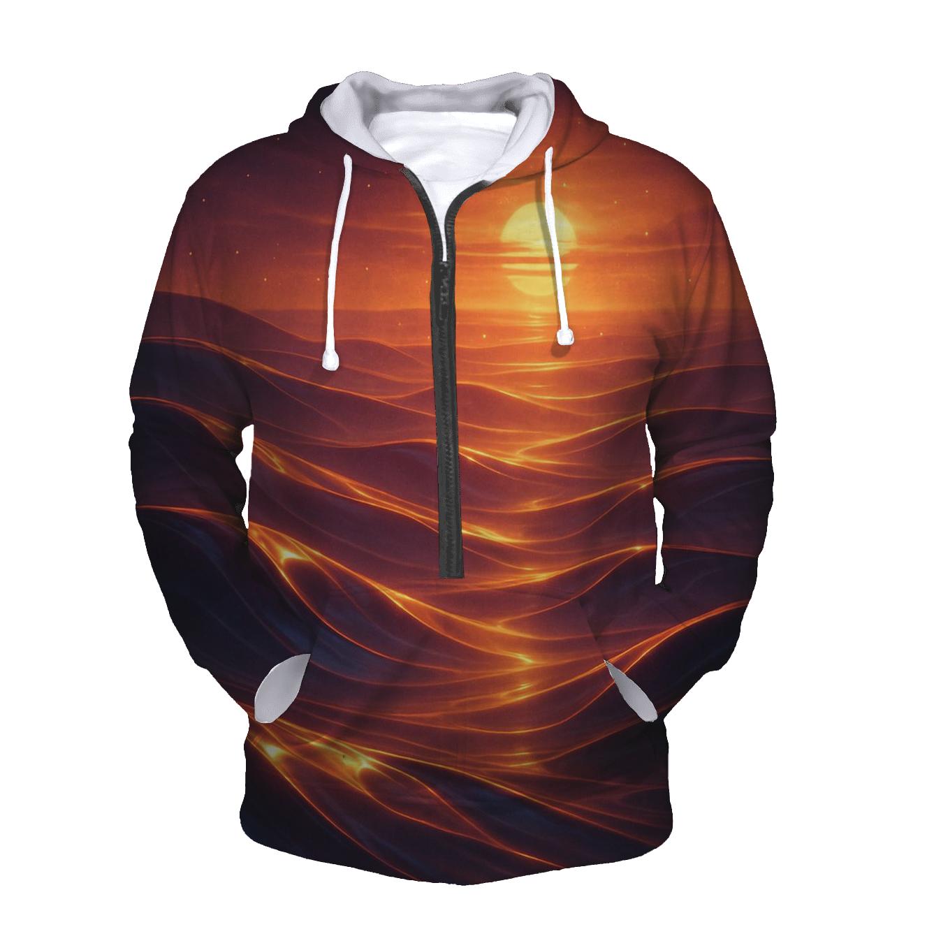Saffron Dusk Over Glasswater Dunes graphic hoodies
