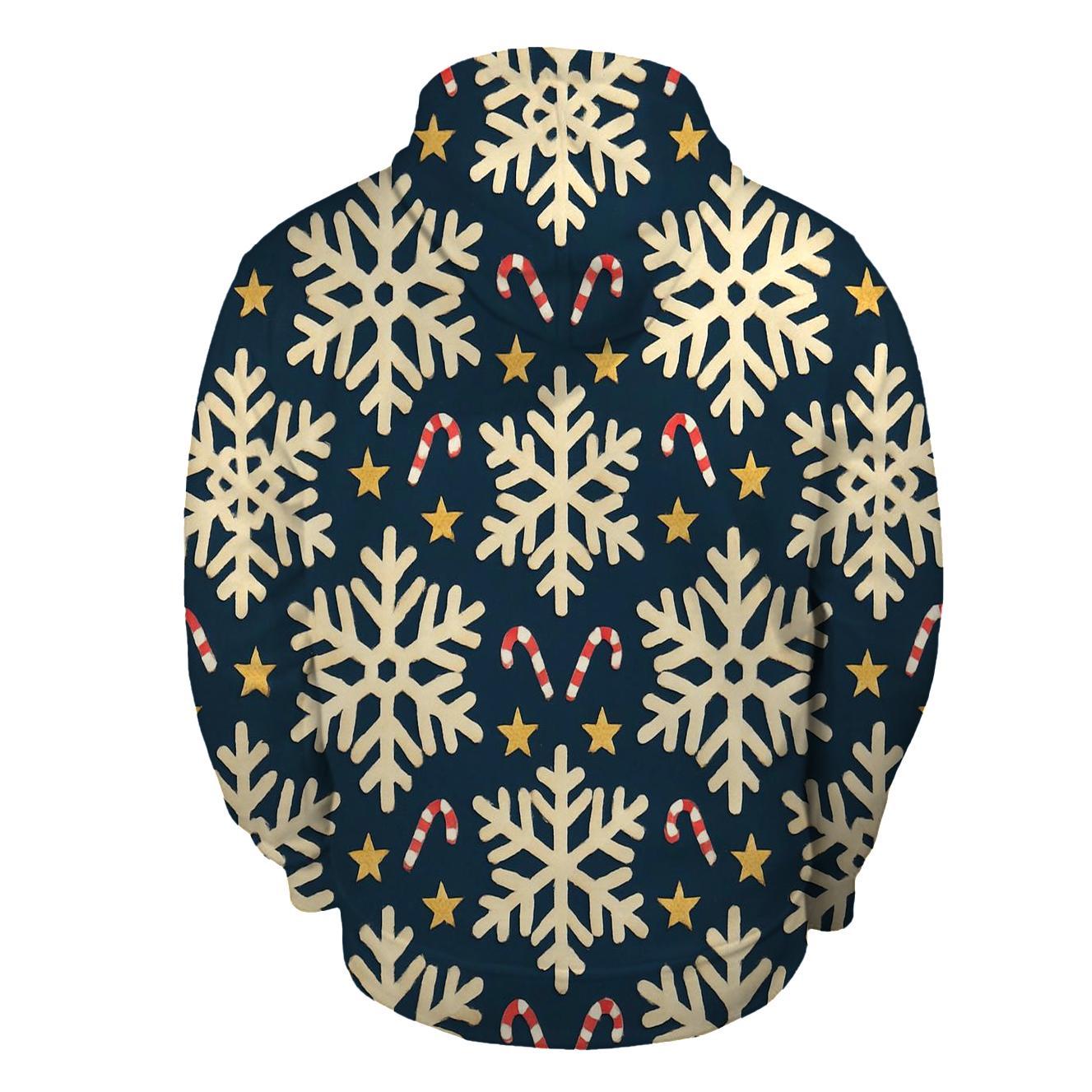 Ivory Snowflake Chevron With Candy Cane Accents On Midnight Navy Background lightweight hoodies