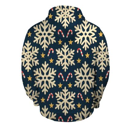 Ivory Snowflake Chevron With Candy Cane Accents On Midnight Navy Background lightweight hoodies