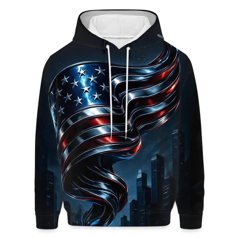 Midnight Chrome Banner Over The Skyline premium hoodies