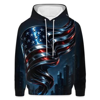 Midnight Chrome Banner Over The Skyline premium hoodies