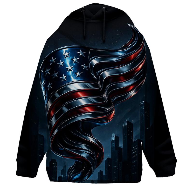 Midnight Chrome Banner Over The Skyline premium hoodies