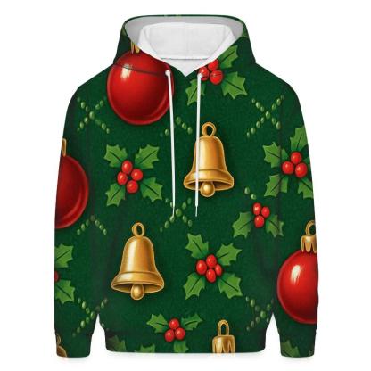 Crimson Bauble Lattice On Pine Green Background hoodie designs