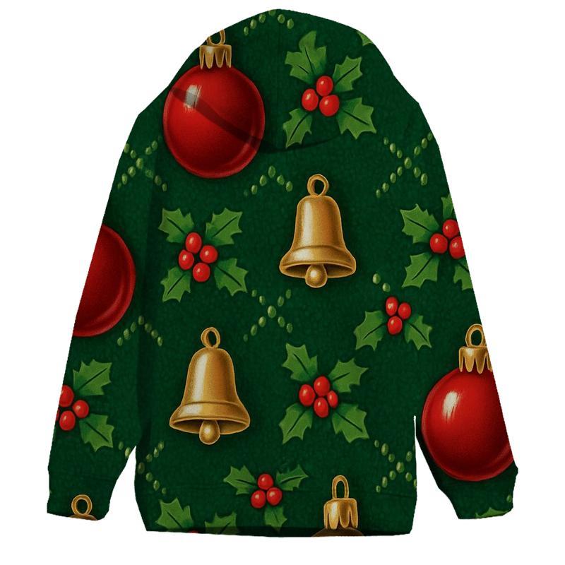 Crimson Bauble Lattice On Pine Green Background hoodie designs