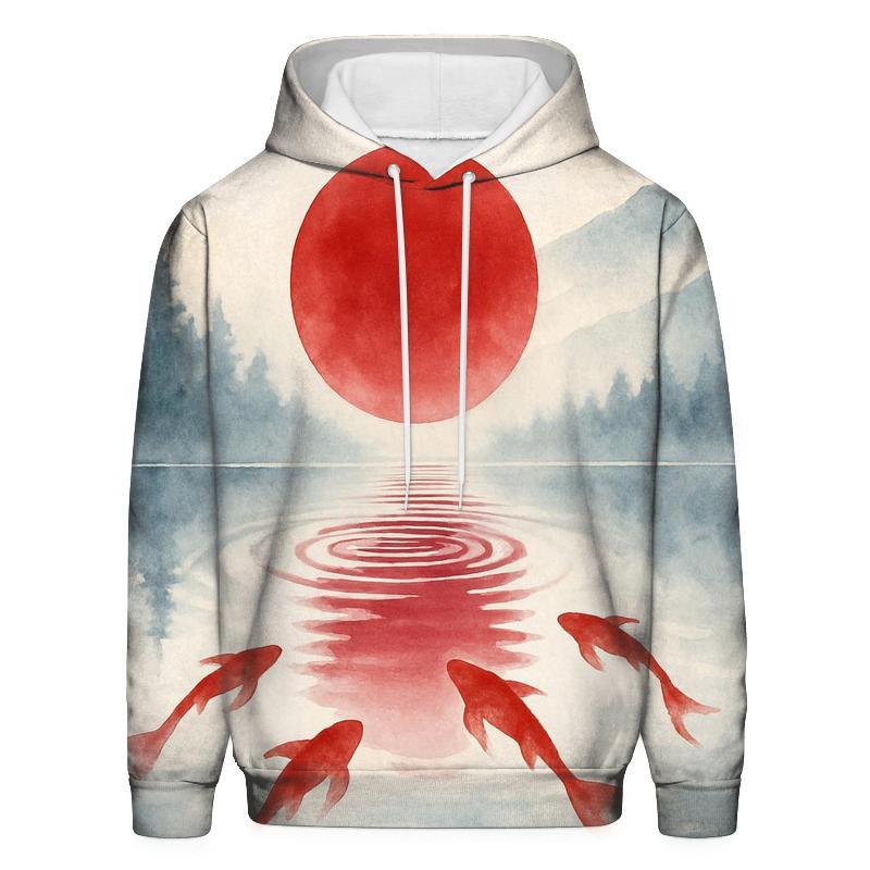 Japan Koi Dawn Reflection zip-up hoodies