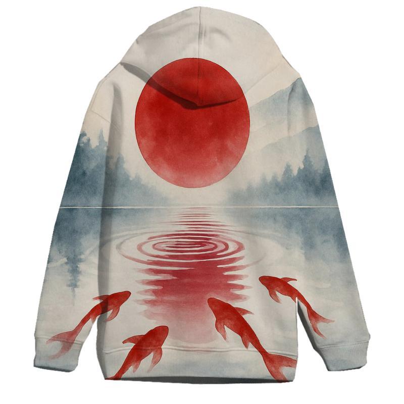 Japan Koi Dawn Reflection zip-up hoodies