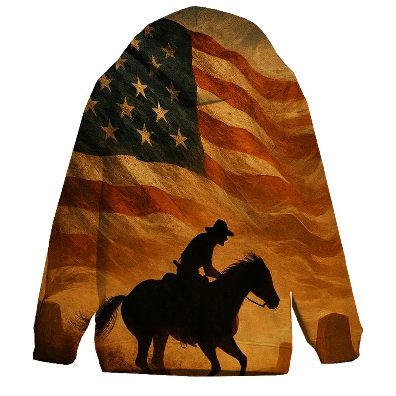 Desert Thunder Flag Over A Lone Rider premium hoodies