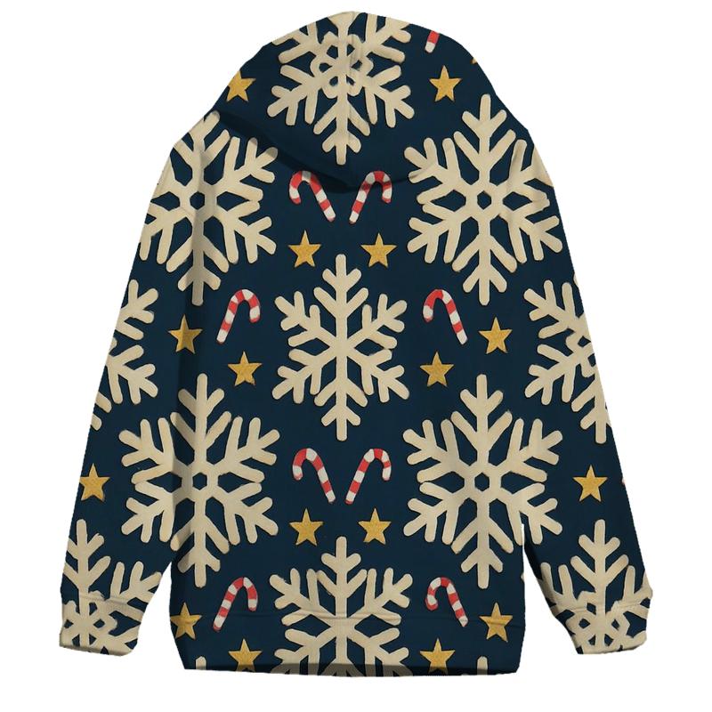 Ivory Snowflake Chevron With Candy Cane Accents On Midnight Navy Background lightweight hoodies