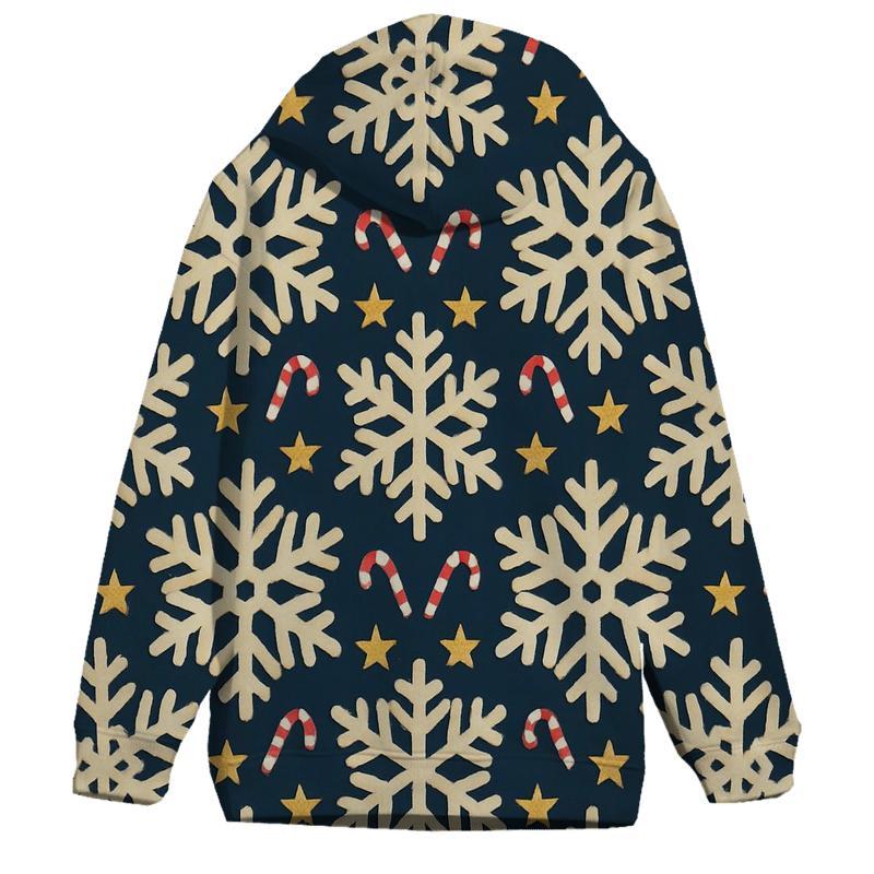 Ivory Snowflake Chevron With Candy Cane Accents On Midnight Navy Background lightweight hoodies