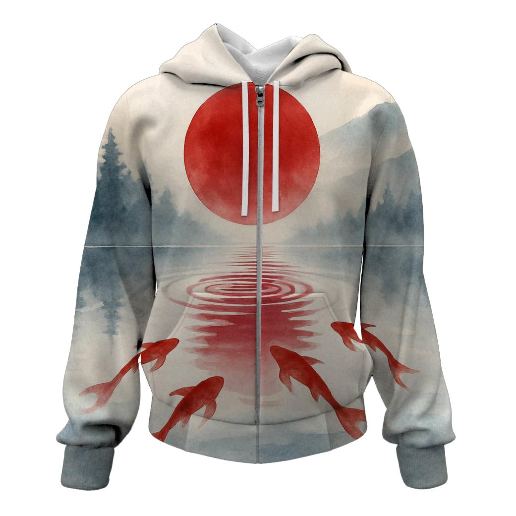 Japan Koi Dawn Reflection hoodie designs