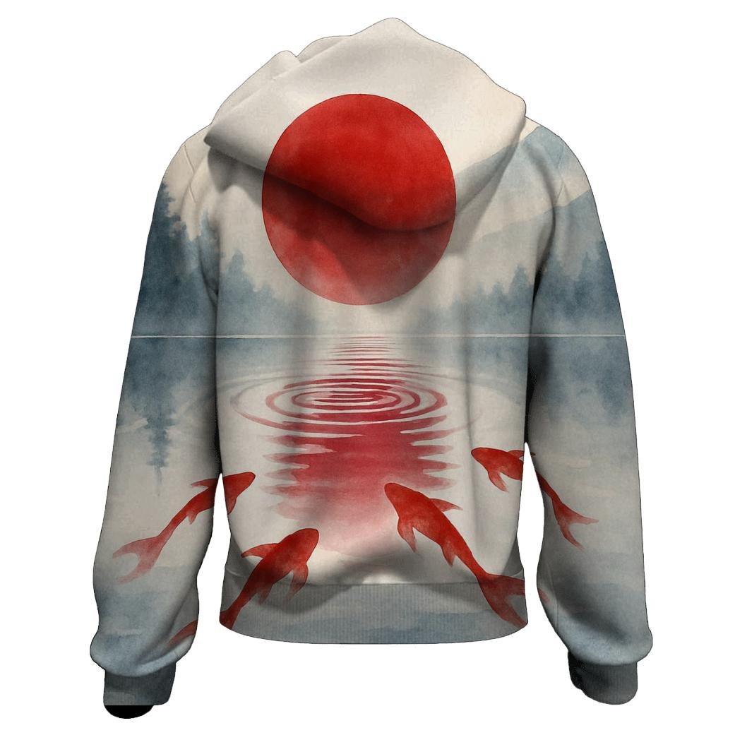 Japan Koi Dawn Reflection hoodie designs