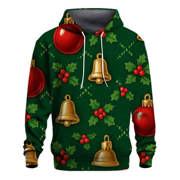 Crimson Bauble Lattice On Pine Green Background lightweight hoodies