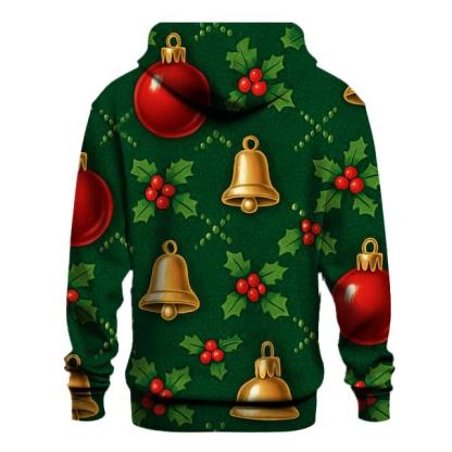 Crimson Bauble Lattice On Pine Green Background lightweight hoodies