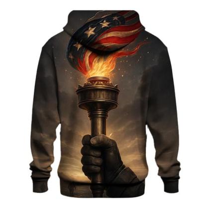 Liberty Torch Over Storm Folded Flag hoodie designs