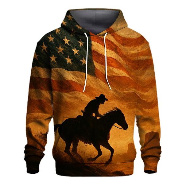 Desert Thunder Flag Over A Lone Rider graphic hoodies