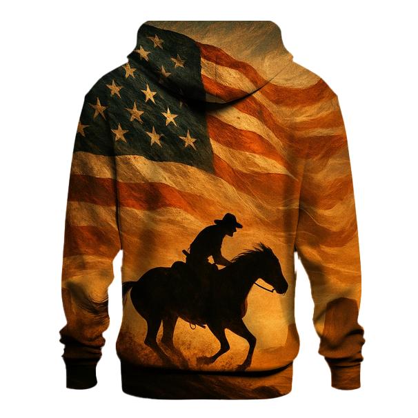 Desert Thunder Flag Over A Lone Rider graphic hoodies