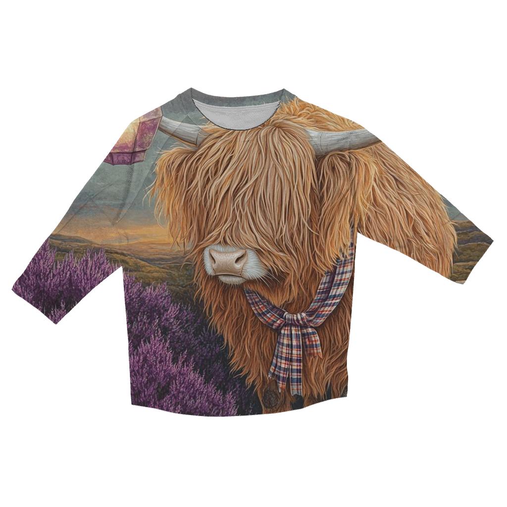 Highland Cow Lantern Festival On The Moor trendy 3/4 sleeve tops