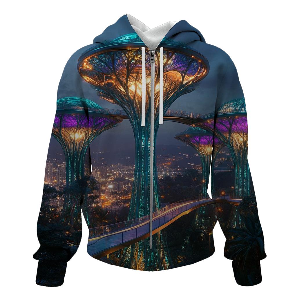 Gardens By The Bay Supertree Grove - Singapore printed hoodies