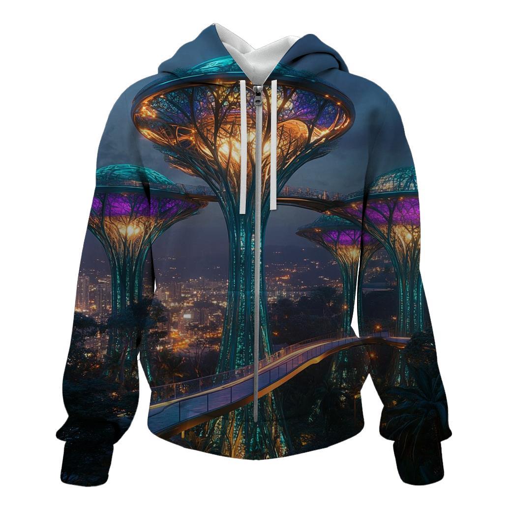 Gardens By The Bay Supertree Grove - Singapore printed hoodies