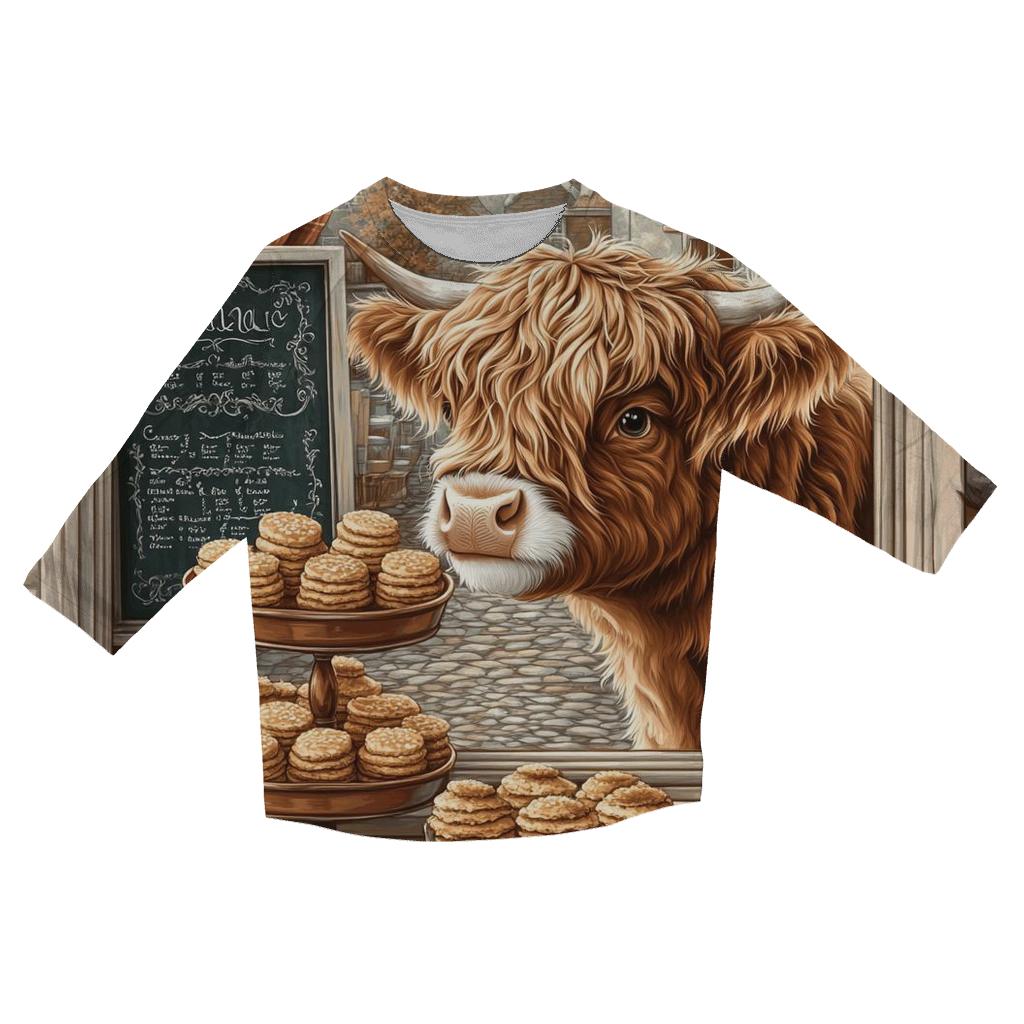 Highland Cow Bakery Window Display stylish quarter sleeve tops