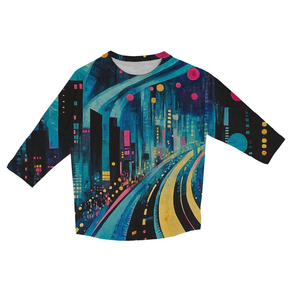 Wassily Kandinsky Inspired Aurora Citylights Abstract custom 3/4 sleeve shirts