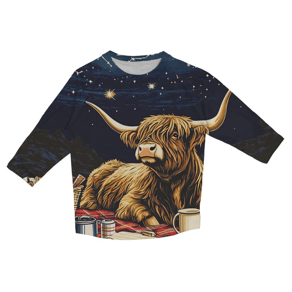 Highland Cow Stargazing Picnic Blanket designer 3/4 sleeve blouses