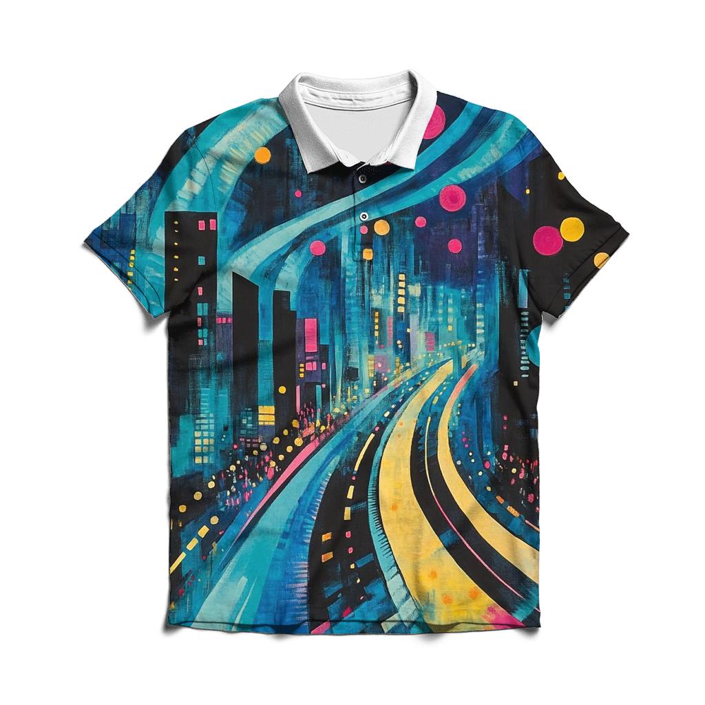 Wassily Kandinsky Inspired Aurora Citylights Abstract custom polo shirts