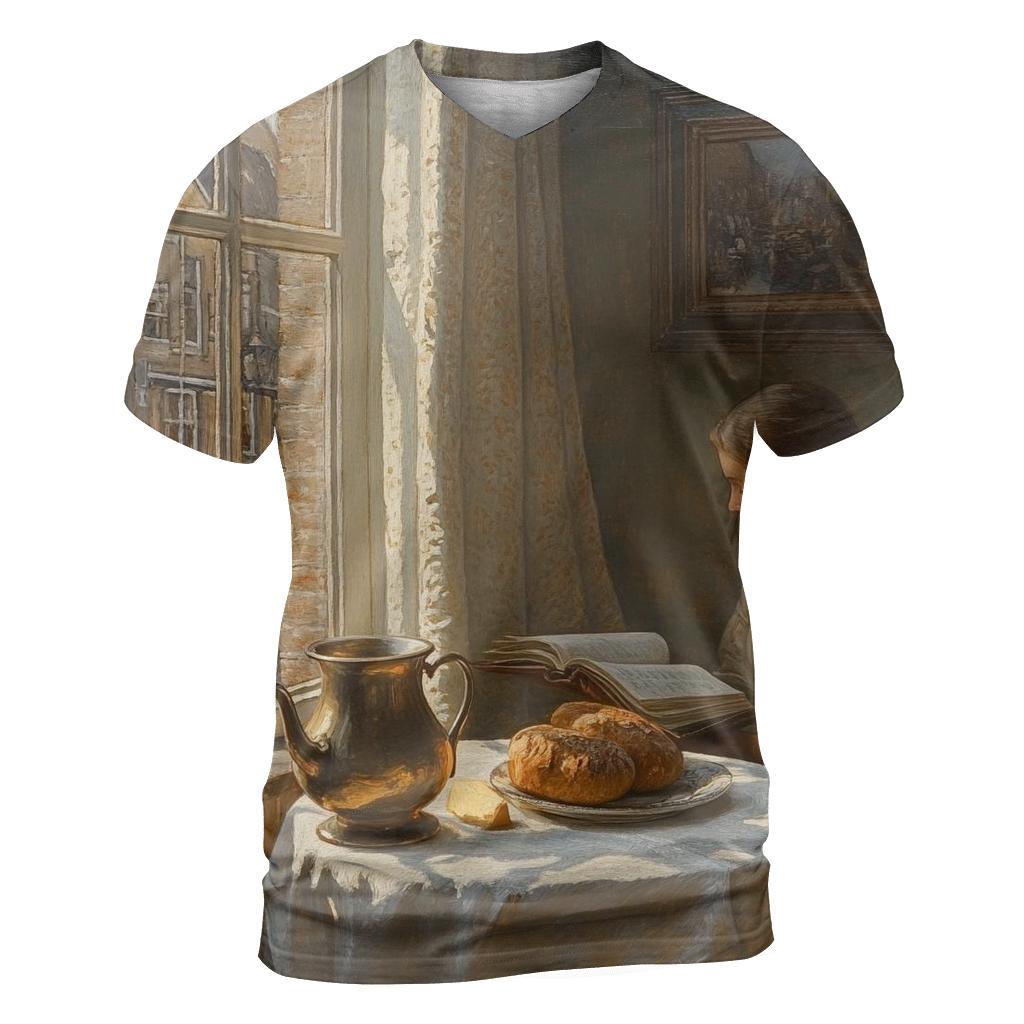 Johannes Vermeer Inspired Quiet Cafe Still Life unique graphic print tees