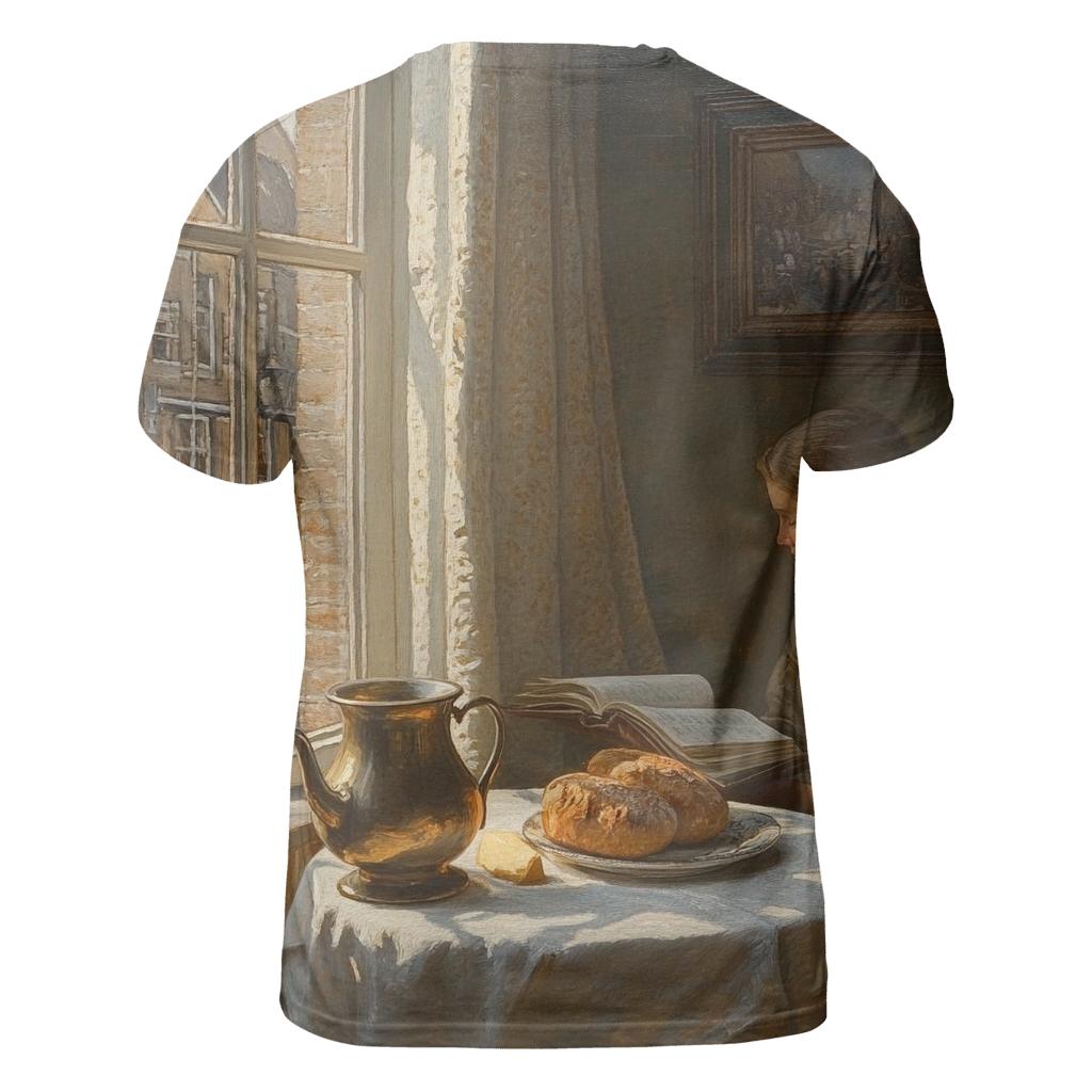 Johannes Vermeer Inspired Quiet Cafe Still Life unique graphic print tees