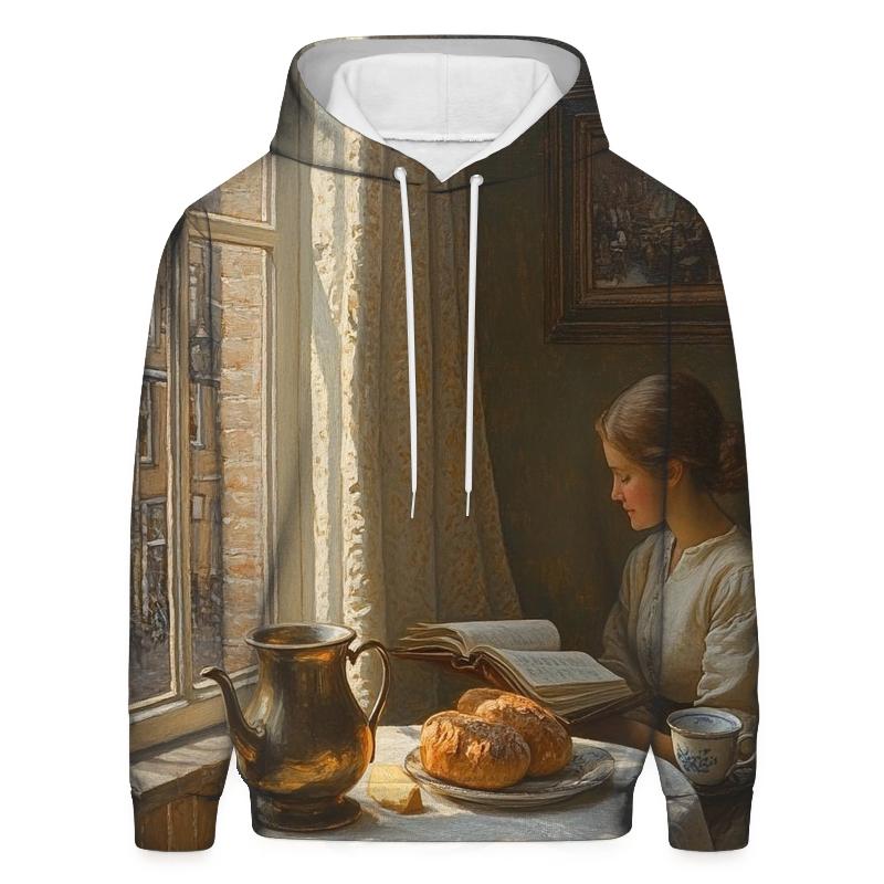 Johannes Vermeer Inspired Quiet Cafe Still Life heavyweight hoodies