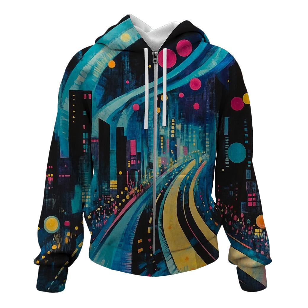Wassily Kandinsky Inspired Aurora Citylights Abstract lightweight hoodies