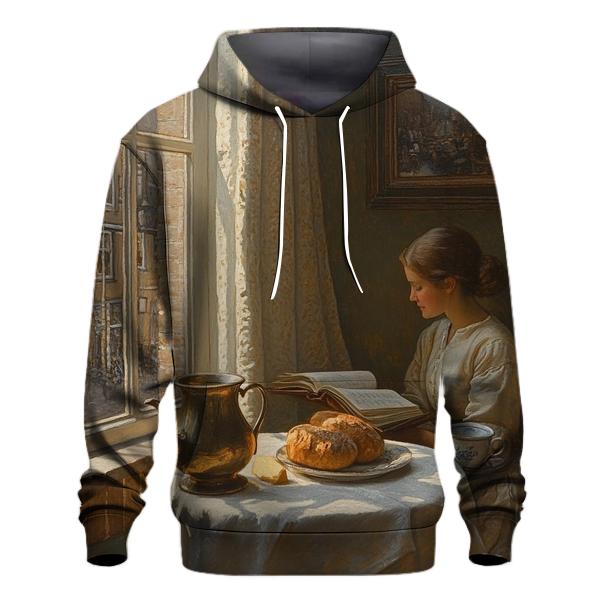 Johannes Vermeer Inspired Quiet Cafe Still Life designer hoodies