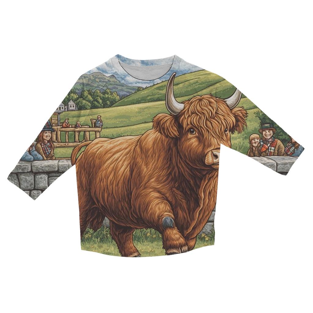 Highland Cow Highland Games Weight Toss stylish quarter sleeve tops