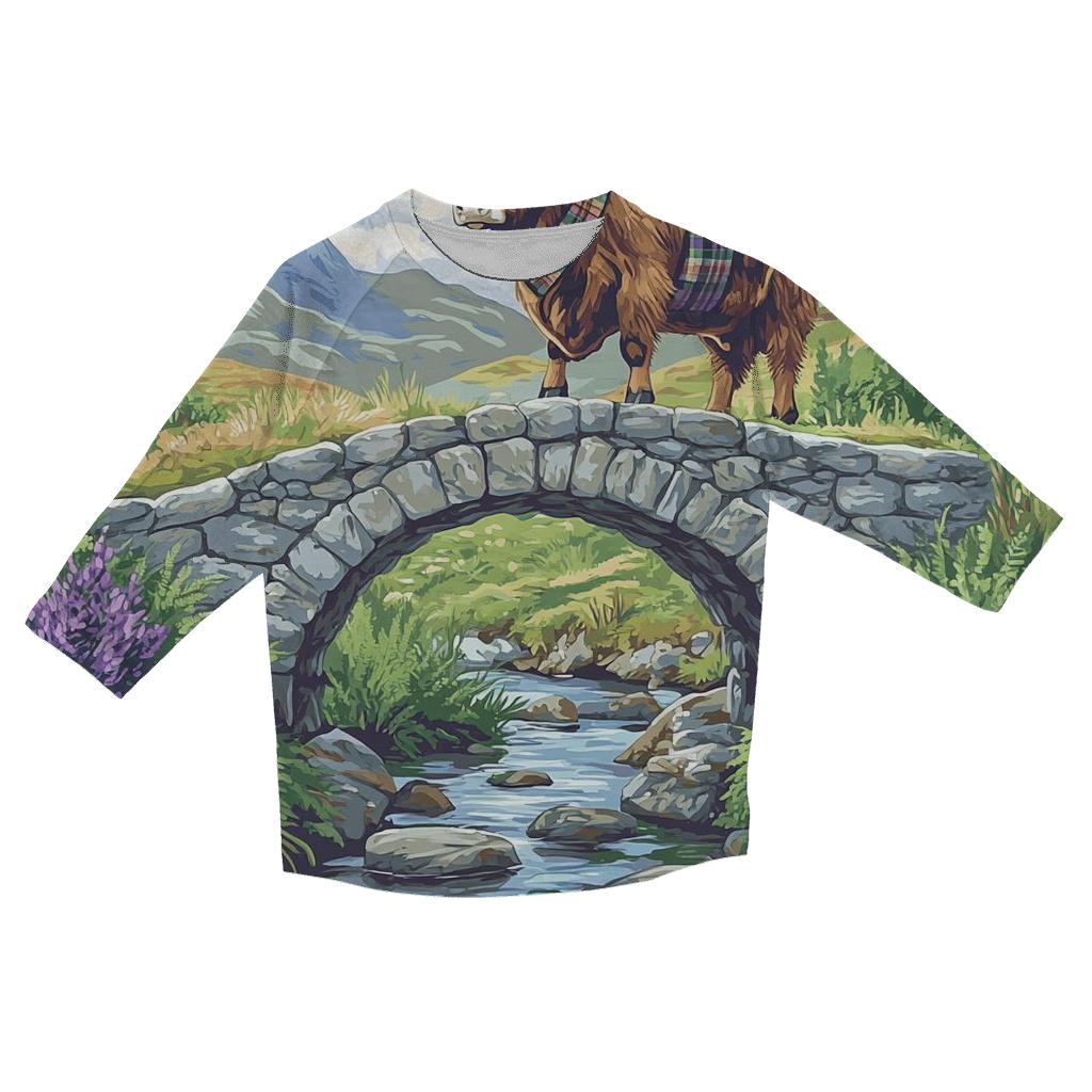 Highland Cow Bridgekeeper At The Glen custom 3/4 sleeve shirts