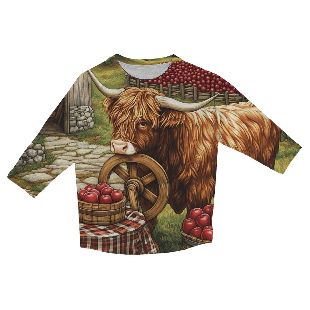 Highland Cow Orchard Cider Press custom 3/4 sleeve shirts