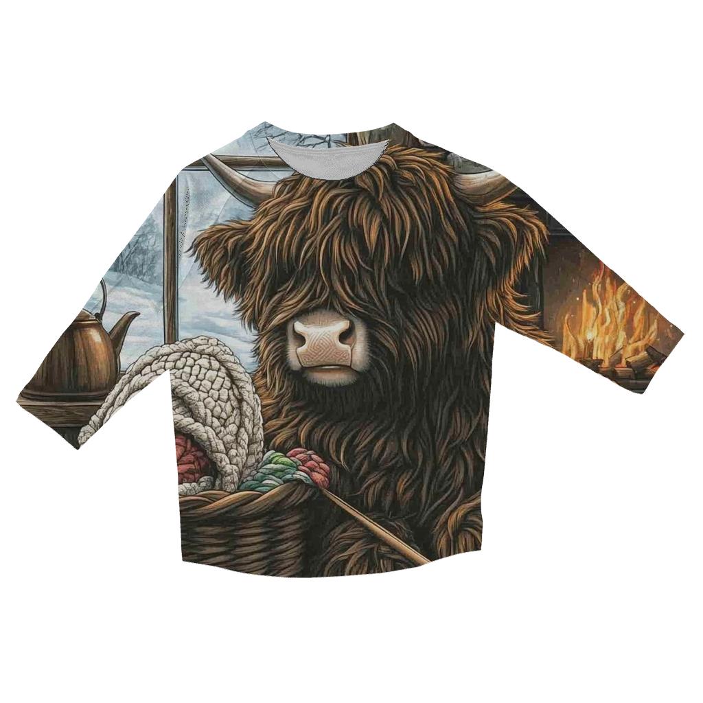 Highland Cow Winter Wool Hat Knitter designer 3/4 sleeve blouses