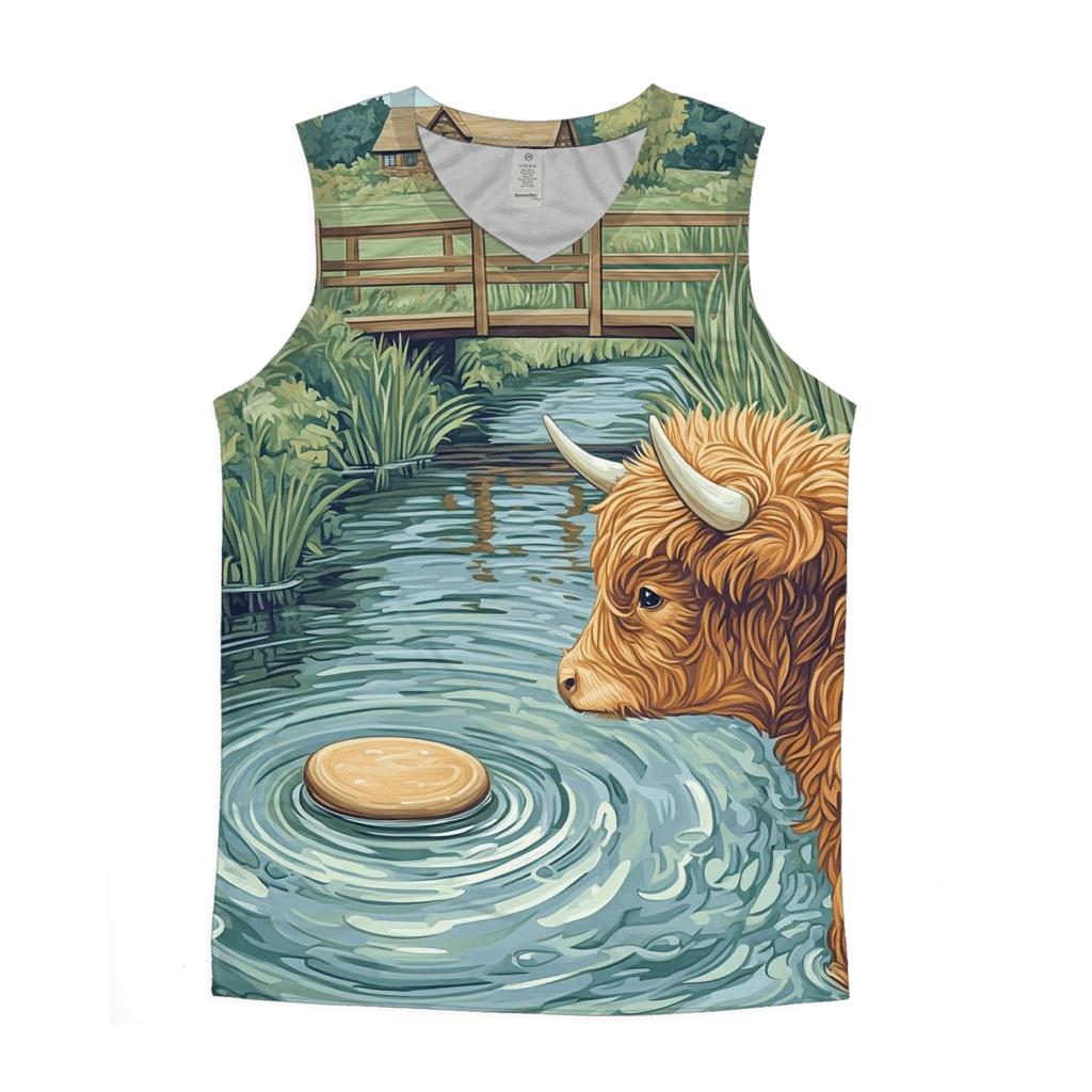 Highland Cow Riverstone Skipping Lesson designer workout tanks