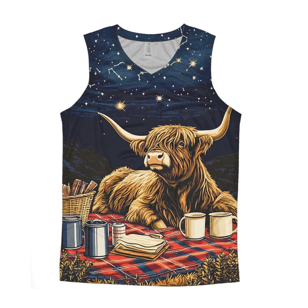 Highland Cow Stargazing Picnic Blanket custom tank tops